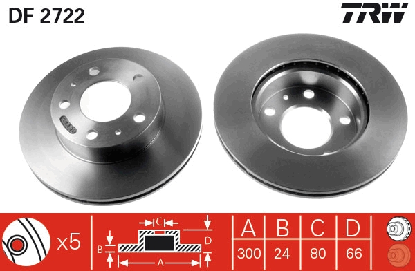 TRW DF2722 Brake Disc for...