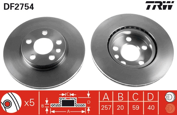 TRW DF2754 Brake Disc for...