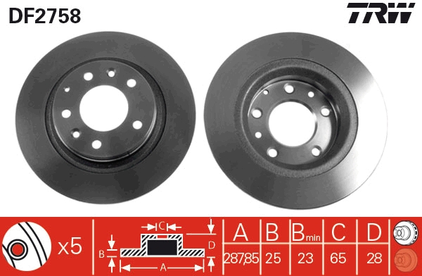 TRW DF2758 Brake Disc for VW