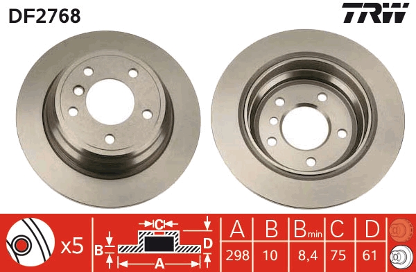 TRW DF2768 Brake Disc for BMW