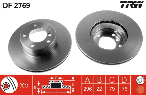 TRW DF2769 Brake Disc for BMW