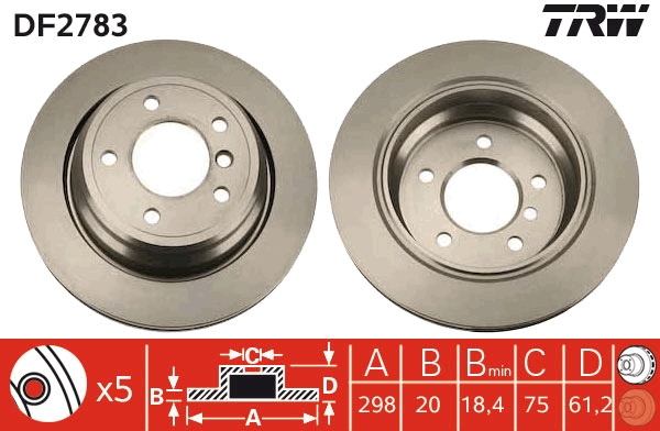 TRW DF2783 Brake Disc for...