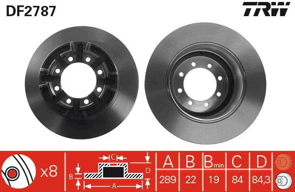 TRW DF2787 Brake Disc for...