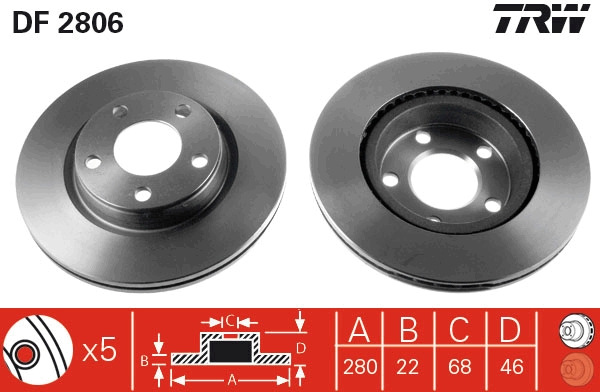 TRW DF2806 Brake Disc for...