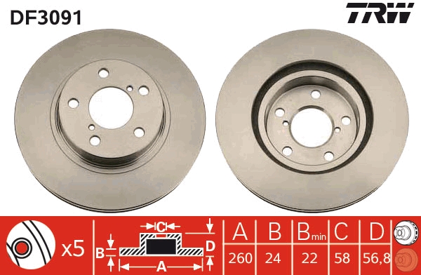 TRW DF3091 Brake Disc for...