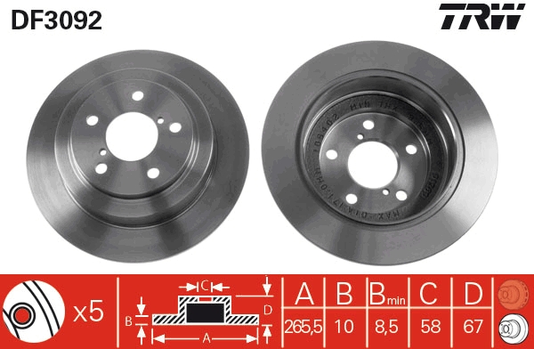 TRW DF3092 Brake Disc for...
