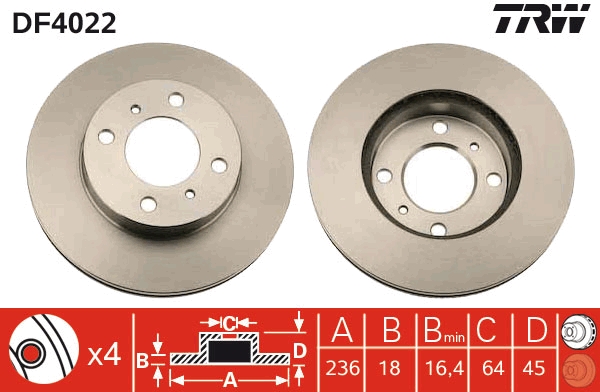 TRW DF4022 Brake Disc for...