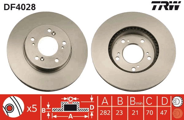 TRW DF4028 Brake Disc for...