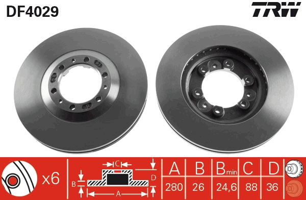 TRW DF4029 Brake Disc for...