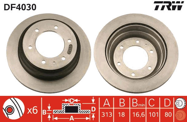 TRW DF4030 Brake Disc for...