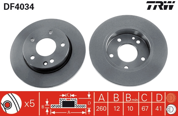 TRW DF4034 Brake Disc for...