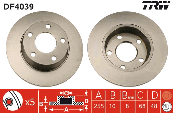 TRW DF4039 Brake Disc for AUDI