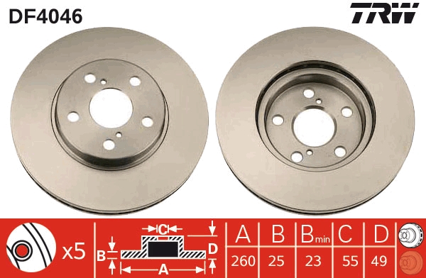 TRW DF4046 Brake Disc for...