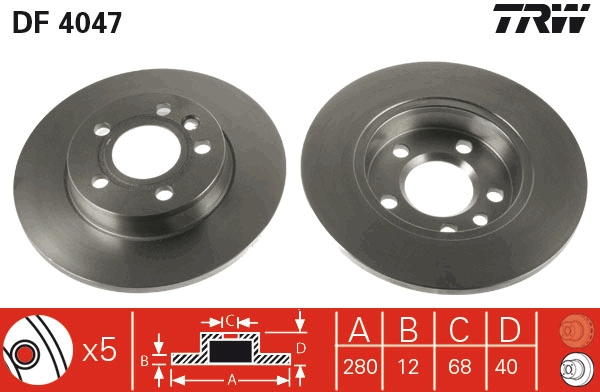 TRW DF4047 Brake Disc for VW