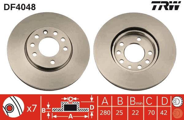 TRW DF4048 Brake Disc for...
