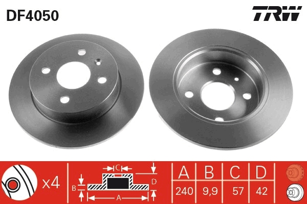 TRW DF4050 Brake Disc for...
