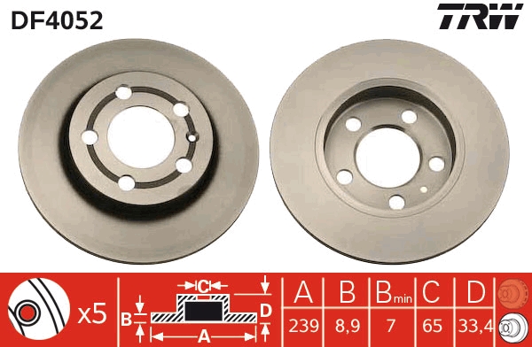 TRW DF4052 Brake Disc for...