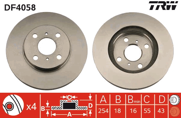 TRW DF4058 Brake Disc for...