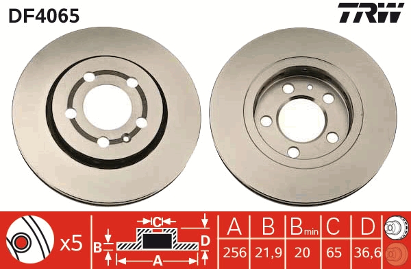 TRW DF4065 Brake Disc for...