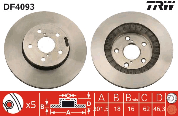 TRW DF4093 Brake Disc for...