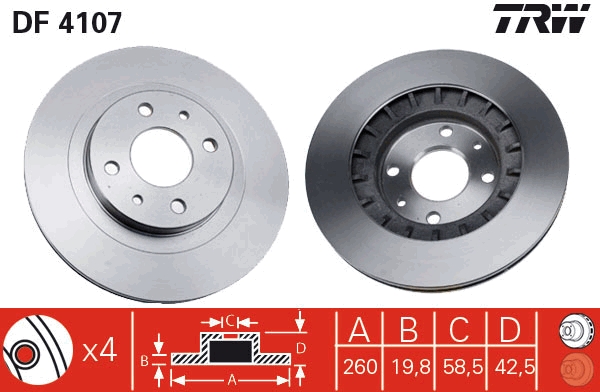 TRW DF4107 Brake Disc for LADA
