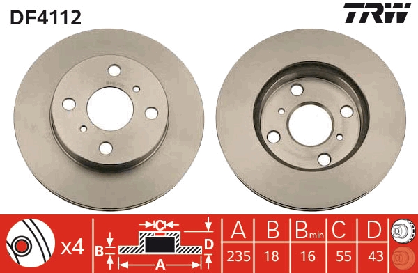 TRW DF4112 Brake Disc for...