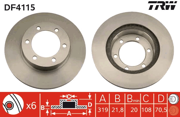 TRW DF4115 Brake Disc for...