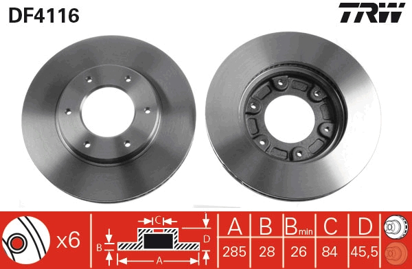 TRW DF4116 Brake Disc for...