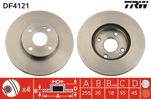 TRW DF4121 Brake Disc for...