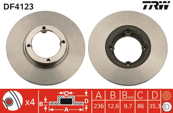 TRW DF4123 Brake Disc for...