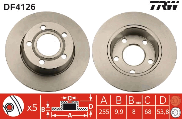 TRW DF4126 Brake Disc for AUDI