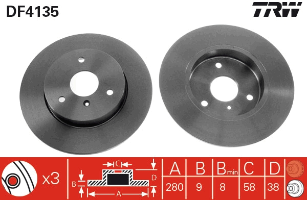 TRW DF4135 Brake Disc for...
