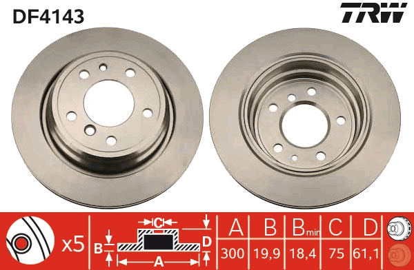 TRW DF4143 Brake Disc for BMW