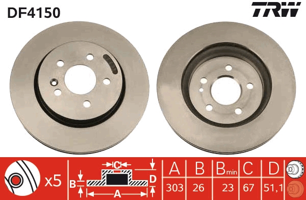 TRW DF4150 Brake Disc for...