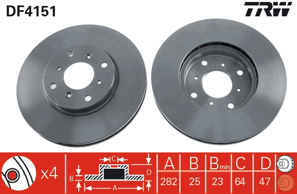 TRW DF4151 Brake Disc for...