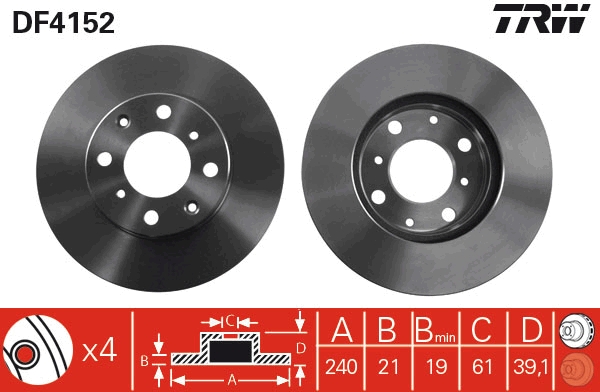 TRW DF4152 Brake Disc for...