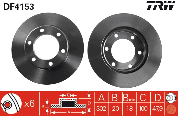 TRW DF4153 Brake Disc for...