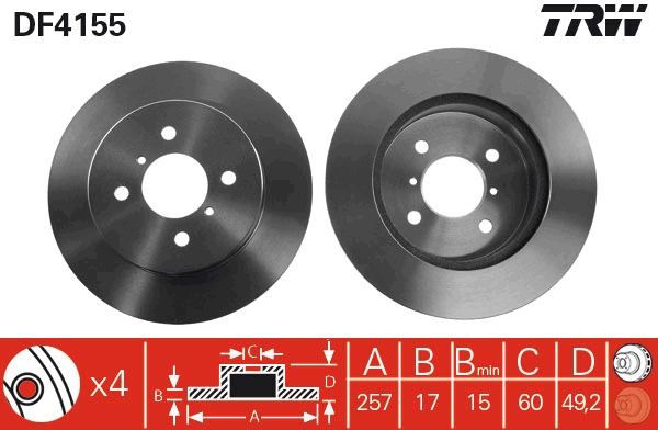 TRW DF4155 Brake Disc for...