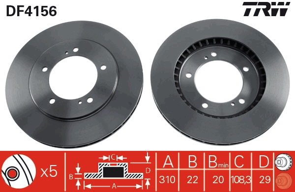 TRW DF4156 Brake Disc for...