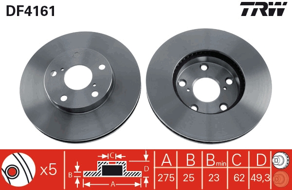 TRW DF4161 Brake Disc for...