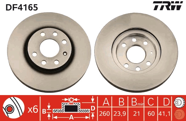 TRW DF4165 Brake Disc for...
