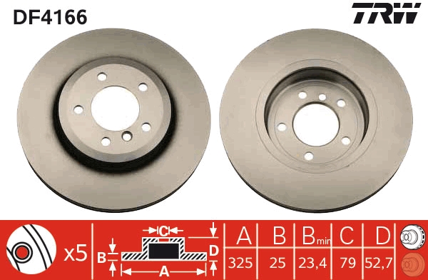 TRW DF4166 Brake Disc for BMW