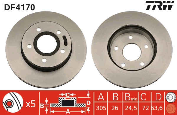 TRW DF4170 Brake Disc for...