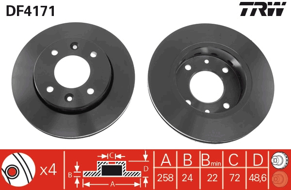 TRW DF4171 Brake Disc for KIA