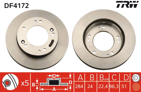 TRW DF4172 Brake Disc for KIA