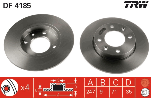 TRW DF4185 Brake Disc for...