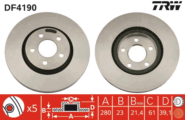TRW DF4190 Brake Disc for...