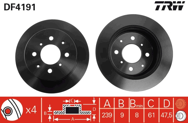 TRW DF4191 Brake Disc for...