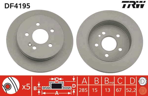 TRW DF4195 Brake Disc for...