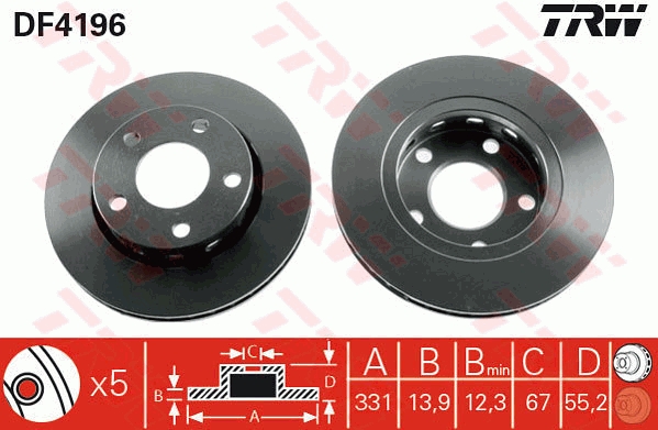 TRW DF4196 Brake Disc for...